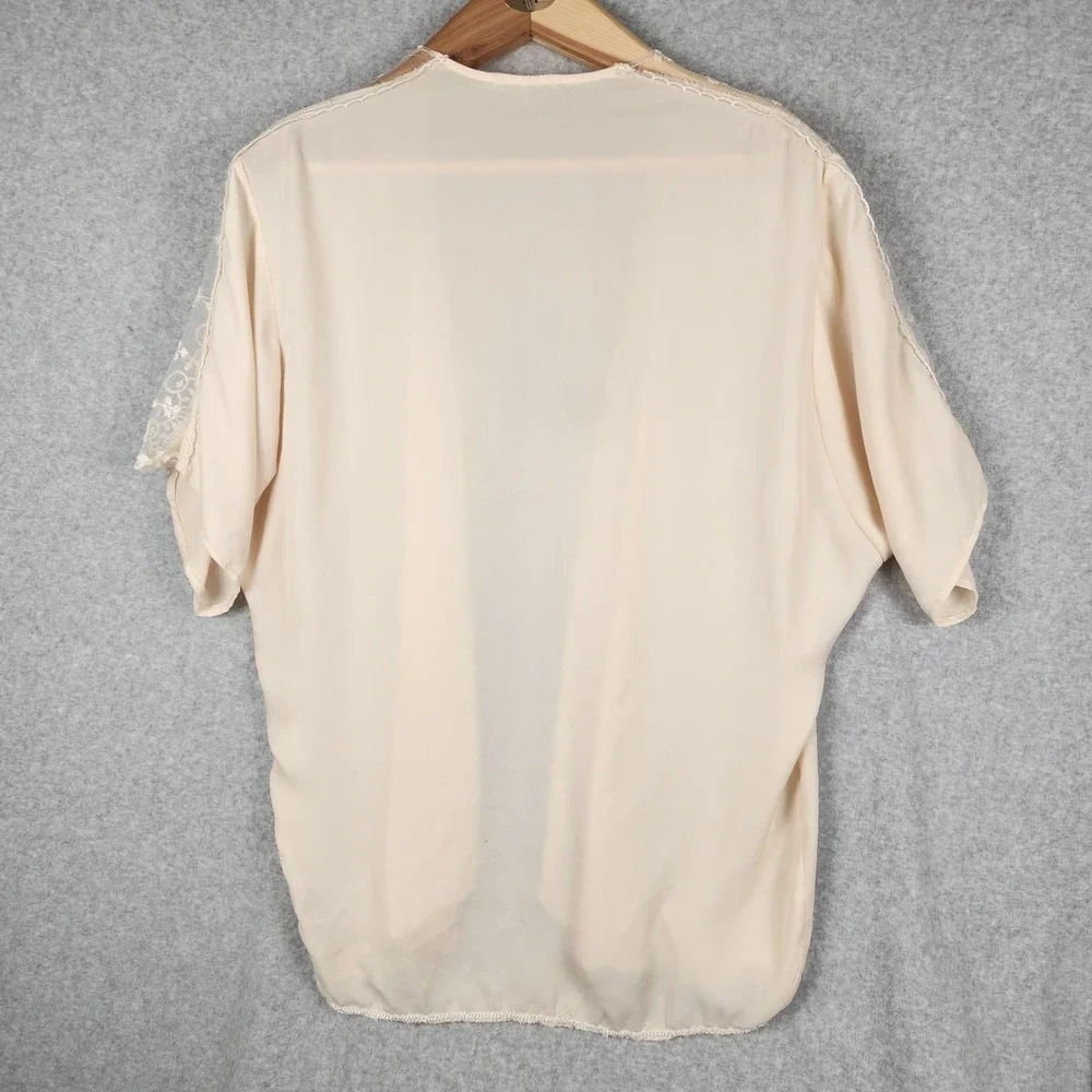 Charlotte Russe Cardigan‎ Womens Small Beige Kimono Lace Shoulder Open Front... - Picture 2 of 9